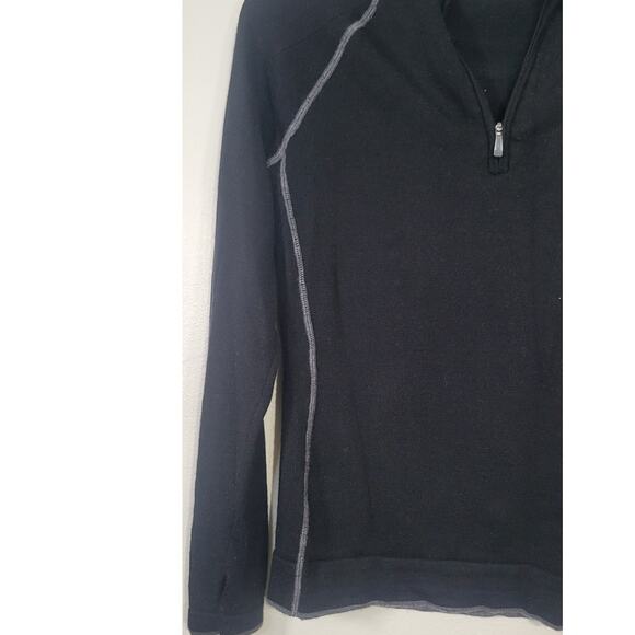 Smartwool Sweater Base Layer Womens Medium Black Quarter Zip Merino Wool Sweater - Picture 7 of 13